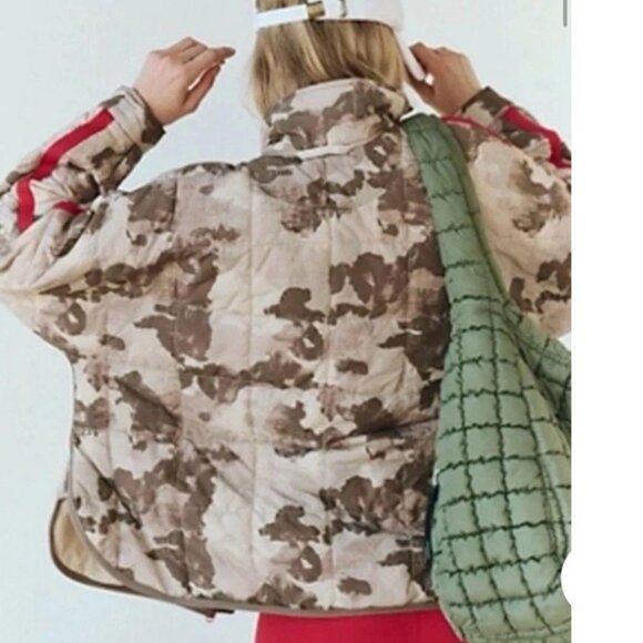 Free People Movement Pippa Printed Packable Puffer Jacket Toasted Almond S NWT - Picture 2 of 11